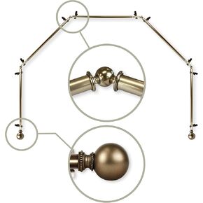 Rod Desyne 13/16" Jodi 5-Sided Bay Window Curtain Rod, Antique Brass