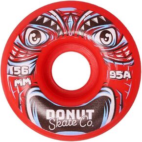 56mm - 95a Tiki Skateboard Wheels for Tricks, Skateparks, Street Skating, Cruising, Wear Resistant, Set of 4