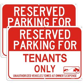 2Pack Large Reserved Parking Signs - Tenants Only Parking Sign, 14 x 10 x 0.04 Inches Aluminum Reflective Metal Sign, Rust Free Fade Resistant&Harsh Weather-Proof for Outdoor Use