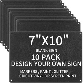 10 Pcs Blank Sign 7'' x 10'' PVC Sign Blank Black for Crafting Painting Vinyl Safety Parking Lot Signs Marking Number Signs Parking Lot Signs