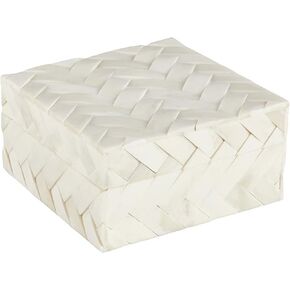 47th & Main Keepsake Textured Bone Inlay and Wood Storage Box with Lid, Medium, Cream