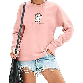 Ghost Book Embroidered Sweatshirt Womens Read More Booooks Pullover Halloween Book Lover Shirt Funny Ghost Reading Top