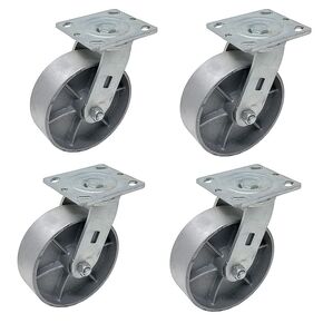 ICONCASTERWHEEL 6" x 2" Steel Heavy Duty Casters, Set of 4 Industrial Casters | 4 Swivel Top Plate Caster, Top Plate 4 x 4.5", Load Capacity 4,800 lbs per Set (4-Pack)