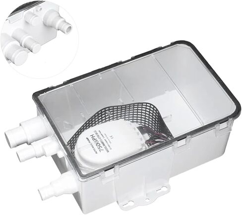 نظام مضخة حوض الدش 750 جيجا في الساعة 12 فولت، منافذ مدخل متعددة، سهلة التركيب، محمية من الإشعال، غطاء شفاف، صمام فحص على المخرج in Kuwait