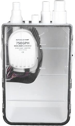 نظام مضخة حوض الدش 750 جيجا في الساعة 12 فولت، منافذ مدخل متعددة، سهلة التركيب، محمية من الإشعال، غطاء شفاف، صمام فحص على المخرج in Kuwait