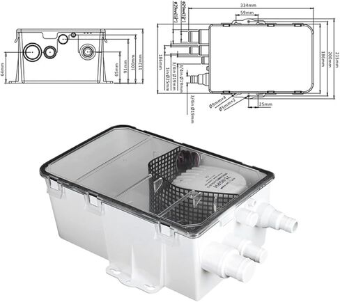 نظام مضخة حوض الدش 750 جيجا في الساعة 12 فولت، منافذ مدخل متعددة، سهلة التركيب، محمية من الإشعال، غطاء شفاف، صمام فحص على المخرج in Kuwait