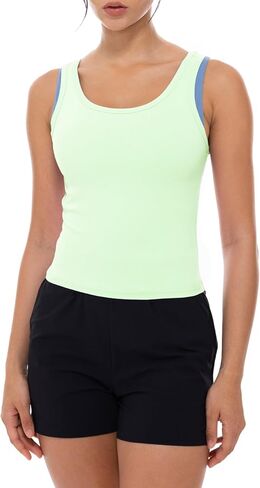 Ukaste Women's Studio Essential Cropped Tank Top Scoop Neck Sleeveless Casual Yoga Tops in Kuwait