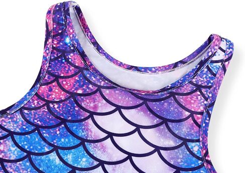 WonderBabe Girls Mermaid Swimsuit Two Piece Vest Style Bathing Suits with Boyshort Tankini Kids Rash Guard Swimwear in Saudi Arabia