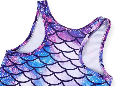 WonderBabe Girls Mermaid Swimsuit Two Piece Vest Style Bathing Suits with Boyshort Tankini Kids Rash Guard Swimwear in Saudi Arabia