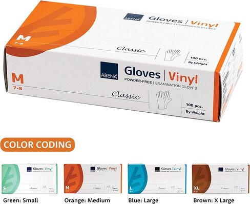 Abena Vinyl Medical Examination Gloves, Transparent, Smooth Texture, Rolled Cuff, Powder Free, Disposable in Saudi Arabia
