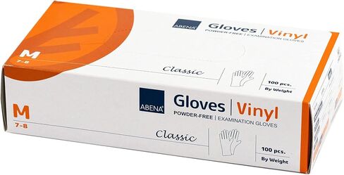 Abena Vinyl Medical Examination Gloves, Transparent, Smooth Texture, Rolled Cuff, Powder Free, Disposable in Saudi Arabia