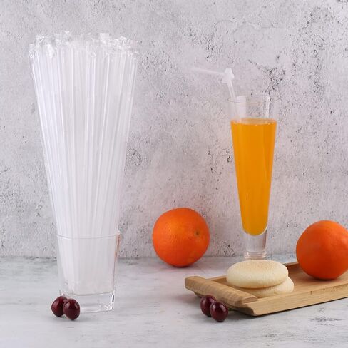[Individually Wrapped] 100 Pcs Clear Flexible Plastic Straws, Disposable Bendy Straws, 10.2" Long and 0.23'' Diameter, BPA-Free in Saudi Arabia