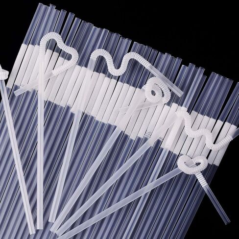 [Individually Wrapped] 100 Pcs Clear Flexible Plastic Straws, Disposable Bendy Straws, 10.2" Long and 0.23'' Diameter, BPA-Free in Saudi Arabia