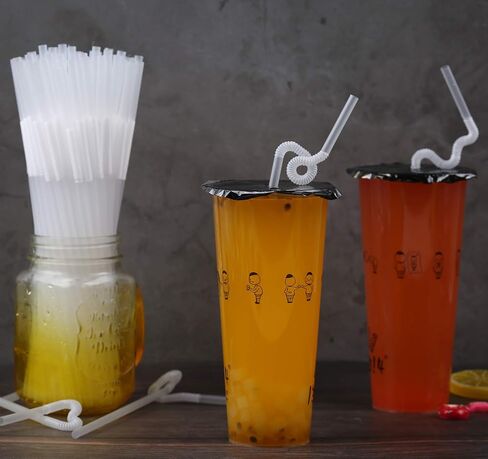 [Individually Wrapped] 100 Pcs Clear Flexible Plastic Straws, Disposable Bendy Straws, 10.2" Long and 0.23'' Diameter, BPA-Free in Saudi Arabia