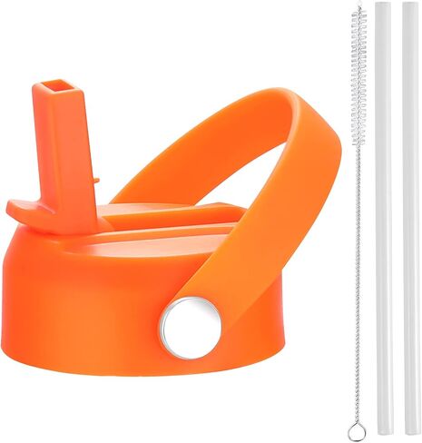 WEREWOLVES Straw Lid for Wide Mouth Insulated Sports Water Bottle, Replacement Lid Straws Cap Compatible with Most Bottles,Including Straws and Brush (Orange) in Saudi Arabia