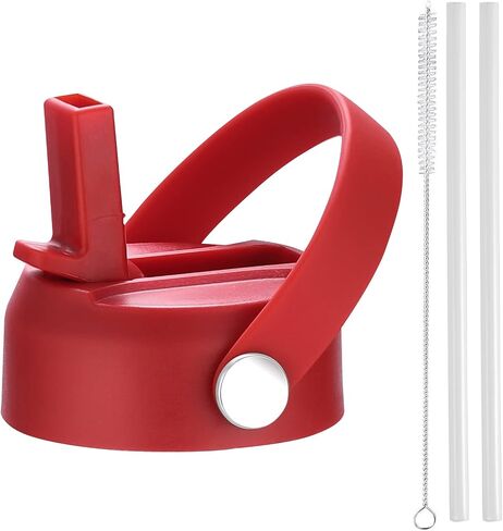 WEREWOLVES Straw Lid for Wide Mouth Insulated Sports Water Bottle, Replacement Lid Straws Cap Compatible with Most Bottles,Including Straws and Brush (Orange) in Saudi Arabia