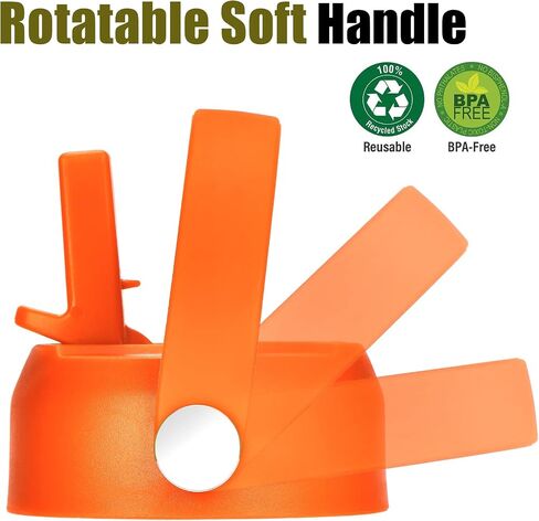 WEREWOLVES Straw Lid for Wide Mouth Insulated Sports Water Bottle, Replacement Lid Straws Cap Compatible with Most Bottles,Including Straws and Brush (Orange) in Saudi Arabia