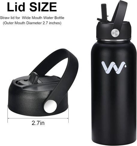 WEREWOLVES Straw Lid for Wide Mouth Insulated Sports Water Bottle, Replacement Lid Straws Cap Compatible with Most Bottles,Including Straws and Brush (Orange) in Saudi Arabia