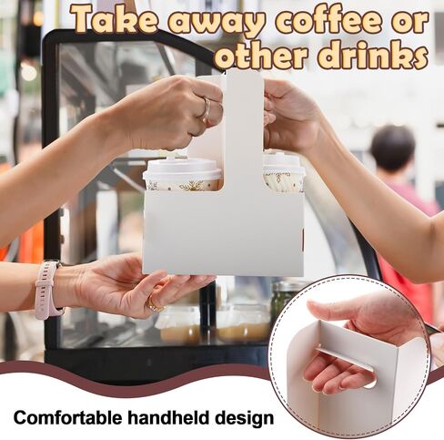 60 Pcs Drink Carrier with Handles, Holds 2 Cups, 6.9 x 3.2 x 8.9 Inches Coffee Holder Paperboard Drink Caddy for Hot and Cold Drinks, Takeout, Cafe and Restaurant Food Delivery Service (Pink) in Saudi Arabia