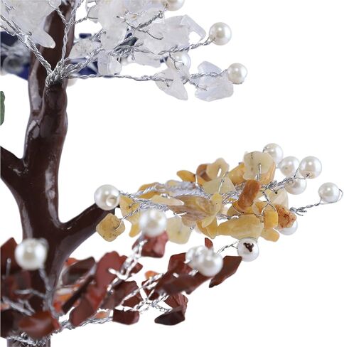 Chakra Tree of Life I Crystal Tree of Life with Seven Chakra Tumbles I Wooden Decor Base Tray I Handmade Gemstone Tree I Decorations I Spiritual Gifts I Artificial Tree I Feng Shui Decor Tree in Saudi Arabia