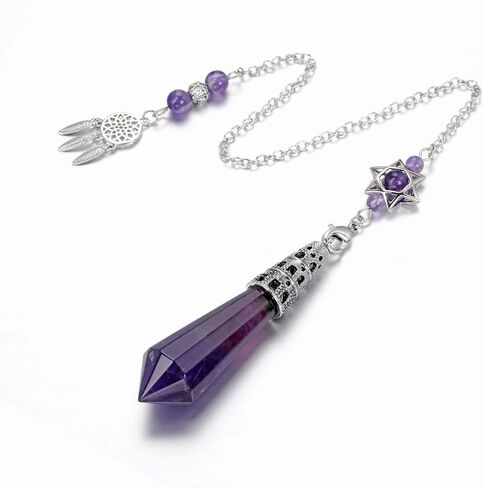 CrystalTears Natural Amethyst Crystal Dowsing Pendulum 12 Facet Reiki Healing Crystal Gemstone Point Pendulums for Divination Wicca Meditation Crystal Therapy in Saudi Arabia