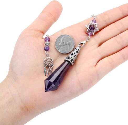 CrystalTears Natural Amethyst Crystal Dowsing Pendulum 12 Facet Reiki Healing Crystal Gemstone Point Pendulums for Divination Wicca Meditation Crystal Therapy in Saudi Arabia