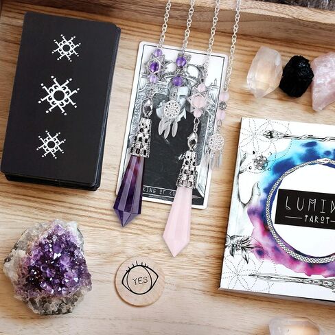 CrystalTears Natural Amethyst Crystal Dowsing Pendulum 12 Facet Reiki Healing Crystal Gemstone Point Pendulums for Divination Wicca Meditation Crystal Therapy in Saudi Arabia