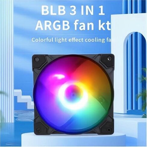 SAMA BLB 3 in 1 ARGB PC Case Fans with Fan Hub 120mm Fan 12V 5V 3Pin High Performance High Airflow Fan KIT Quiet Edition Computer Cooling Case Fan Black in Saudi Arabia