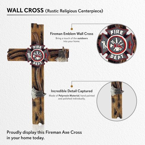 قطعة مركزية لشعار قسم الإطفاء الجميل مقاس 10 بوصات من Pine Ridge - رائعة للمنزل والجراج والمتجر وسلسلة بطل ديكور محطة الإطفاء المحلية in Kuwait