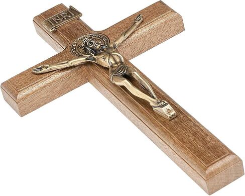 Intercession Wall Wood Cross Crucifix (10 in - Antique Gold) in Saudi Arabia