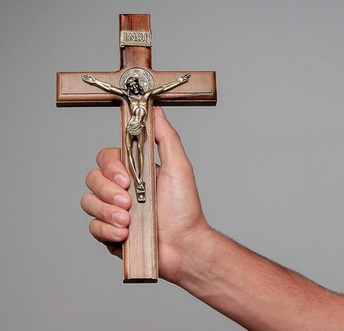 Intercession Wall Wood Cross Crucifix (10 in - Antique Gold) in Saudi Arabia
