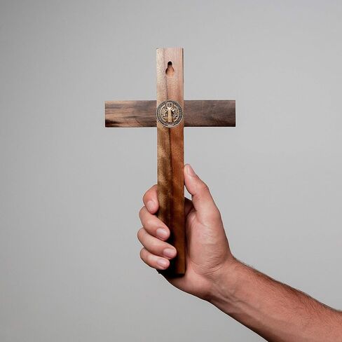 Intercession Wall Wood Cross Crucifix (10 in - Antique Gold) in Saudi Arabia