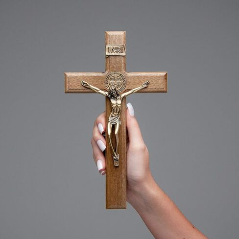 Intercession Wall Wood Cross Crucifix (10 in - Antique Gold) in Saudi Arabia