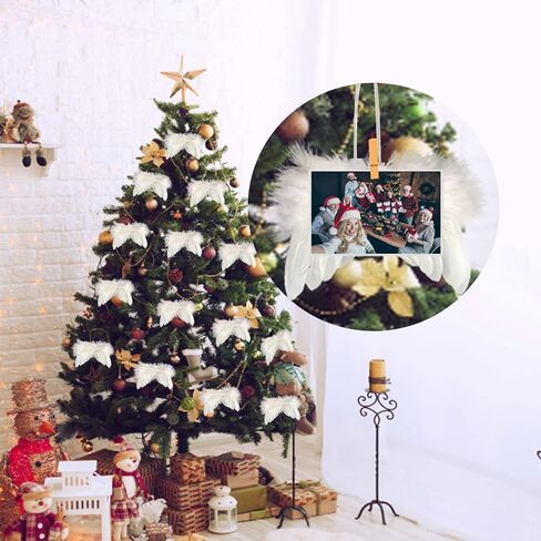 20 Pcs Natural Angel Wings Ornaments, 4.72 × 4.72 Inch White Crafts Angel Feather Wings for DIY Chic Christmas Tree Hanging Ornaments/ Xmas Angel Decor/ Angel Wings Memorial Gifts in Saudi Arabia