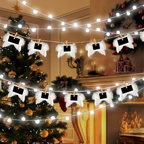 20 Pcs Natural Angel Wings Ornaments, 4.72 × 4.72 Inch White Crafts Angel Feather Wings for DIY Chic Christmas Tree Hanging Ornaments/ Xmas Angel Decor/ Angel Wings Memorial Gifts in Saudi Arabia