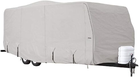 غطاء Eevelle Goldline Travel Trailer RV - مقاوم للماء، شديد التحمل، درجة بحرية، حماية من الأشعة فوق البنفسجية، متين، مسامي، مضاد للتعفن - أسمر ضارب للصفرة - رمادي in Kuwait