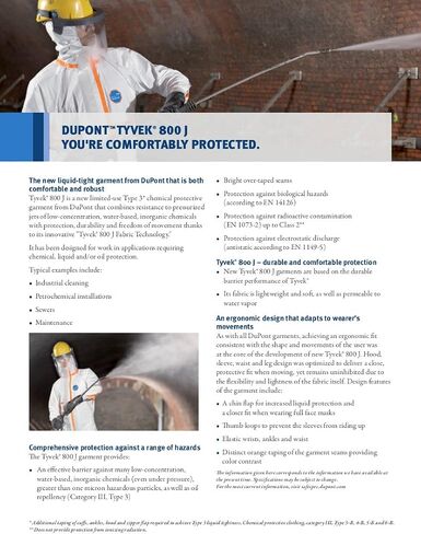 DuPont TYVEK-800J_XL CE-Certified Cat-III Type-3/4/5/6 Chemical Protective Coverall Suit with Sealed Bag, White, X-Large in Saudi Arabia