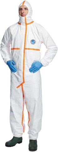 DuPont TYVEK-800J_XL CE-Certified Cat-III Type-3/4/5/6 Chemical Protective Coverall Suit with Sealed Bag, White, X-Large in Saudi Arabia