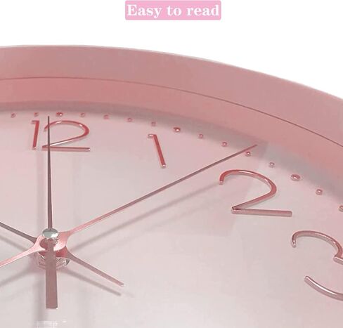 JUSTUP Round Wall Clock, 12 Inch Pink Large Wall Clock for Bedroom, Quality Quartz Modern Silent Clock with Battery Operated, Arabic Quiet Wall Clock Decor for Home Kitchen Living Room Office (Pink) in Saudi Arabia