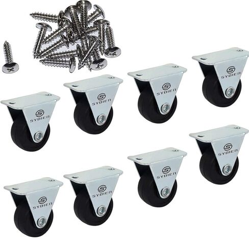 قاعدة مطاطية بقطر 1.25 بوصة، لوحة علوية صلبة غير دوارة، عجلات ثابتة، حزمة من 8 قطع in Kuwait