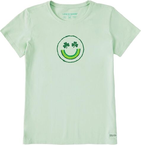 Life is Good Women's Crusher T, Short Sleeve Cotton Graphic Tee Shirt, Inkbrush Clover Smiley Face in Saudi Arabia