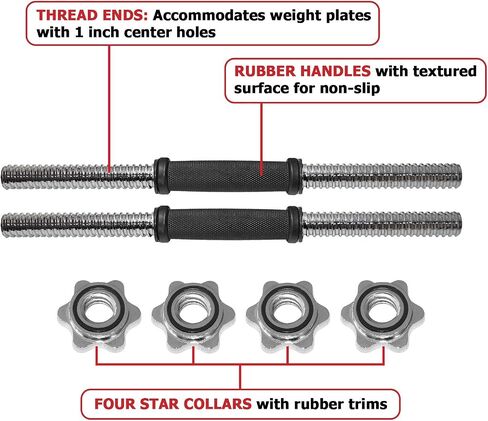 A2ZCARE Standard Dumbbell Handles, 1 inch Dumbbell Handles, Adjustable Dumbbells Handles 1 inch Pair Fit Weight Plate 1 inch - Multiple Options 14 to 24 inch in Saudi Arabia