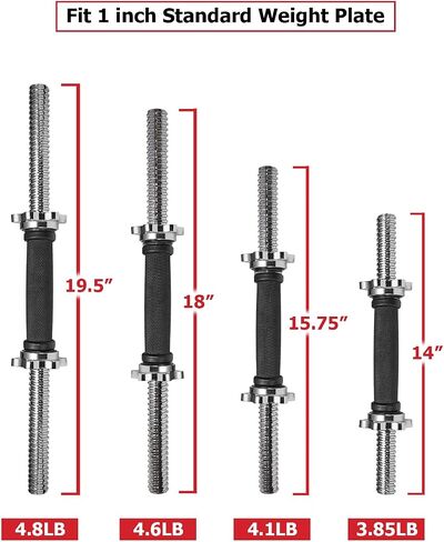 A2ZCARE Standard Dumbbell Handles, 1 inch Dumbbell Handles, Adjustable Dumbbells Handles 1 inch Pair Fit Weight Plate 1 inch - Multiple Options 14 to 24 inch in Saudi Arabia