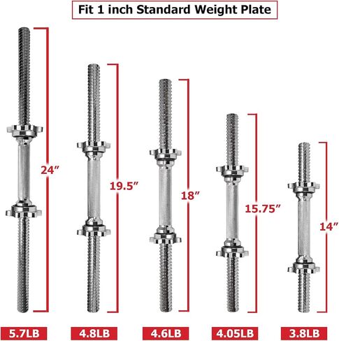 A2ZCARE Standard Dumbbell Handles, 1 inch Dumbbell Handles, Adjustable Dumbbells Handles 1 inch Pair Fit Weight Plate 1 inch - Multiple Options 14 to 24 inch in Saudi Arabia