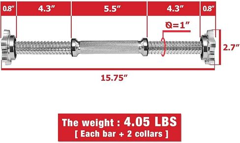 A2ZCARE Standard Dumbbell Handles, 1 inch Dumbbell Handles, Adjustable Dumbbells Handles 1 inch Pair Fit Weight Plate 1 inch - Multiple Options 14 to 24 inch in Saudi Arabia