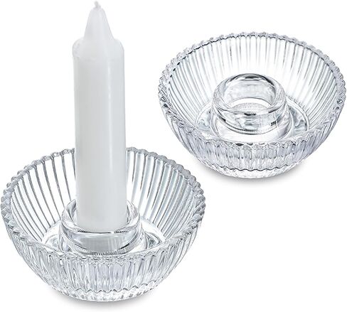 Round Glass Candlestick Holder for Taper Candles, Clear Crystal Tealight Candle Holder Glass Votive Candle Holders Wedding Party Home Decor,Pair in Saudi Arabia
