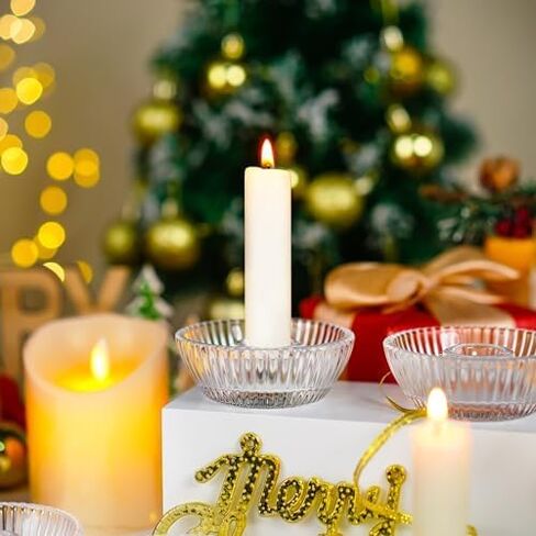 Round Glass Candlestick Holder for Taper Candles, Clear Crystal Tealight Candle Holder Glass Votive Candle Holders Wedding Party Home Decor,Pair in Saudi Arabia