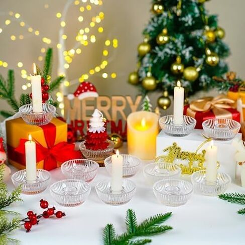 Round Glass Candlestick Holder for Taper Candles, Clear Crystal Tealight Candle Holder Glass Votive Candle Holders Wedding Party Home Decor,Pair in Saudi Arabia