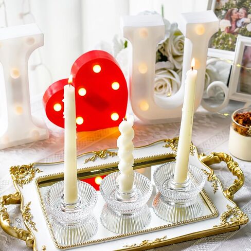 Round Glass Candlestick Holder for Taper Candles, Clear Crystal Tealight Candle Holder Glass Votive Candle Holders Wedding Party Home Decor,Pair in Saudi Arabia