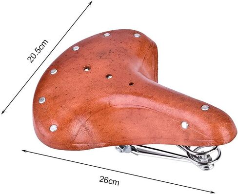 Bike Seat, PU Leather Vintage Classic Bike Saddle Shock Absorbing Sitting Cycling Saddle Cushion Seat for Mountain Bike Road, 10.2 x 8.5 x 3.9 in in Saudi Arabia